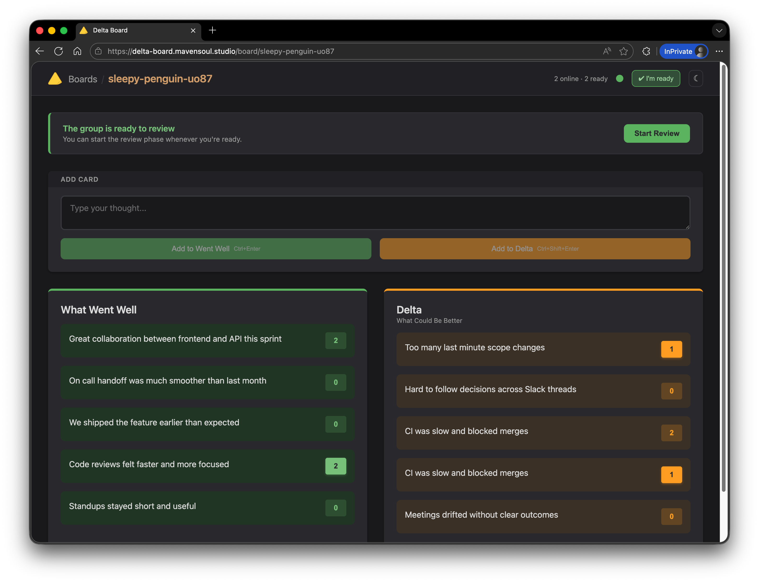 Board ready for review